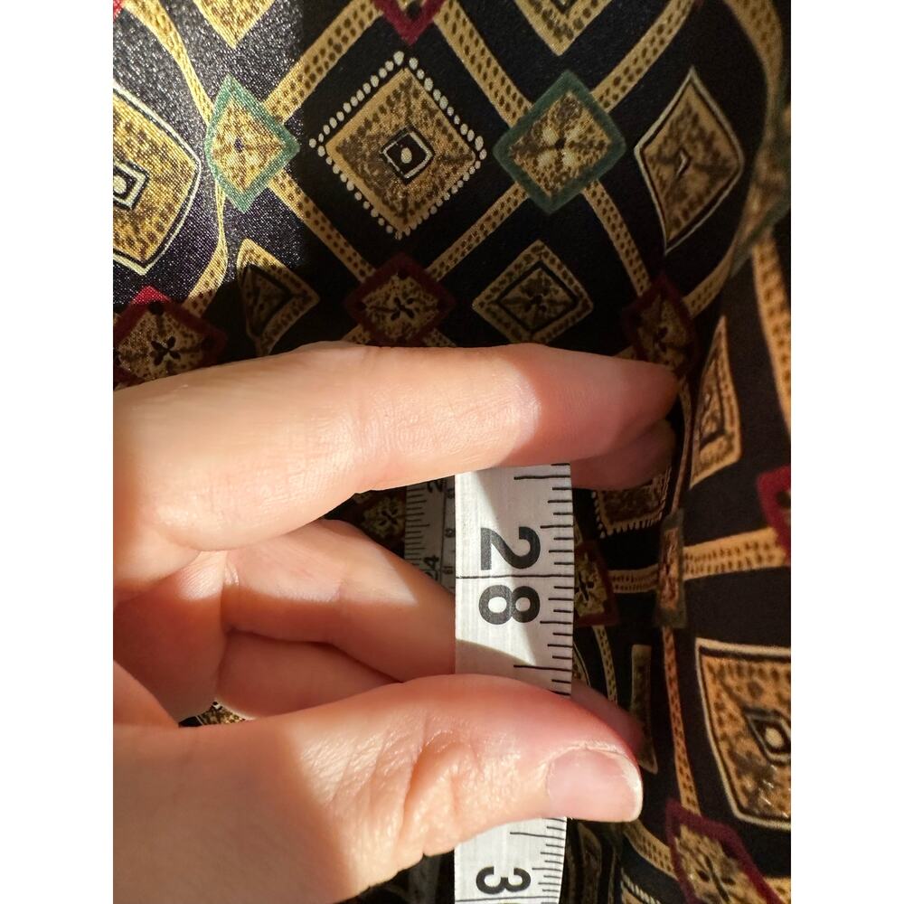 Y2K Vintage Victorias Secret Pants Small Black Satin Gold Print 90s High Rise - Picture 8 of 10